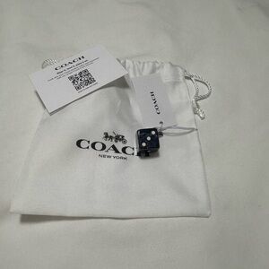 Coach Navy Enamel Dice Charm with White Pips